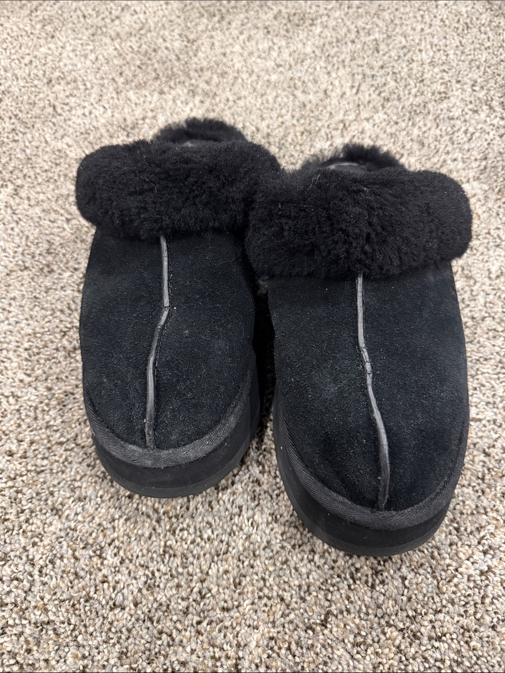 UGG Black Shearling Clog Slippers